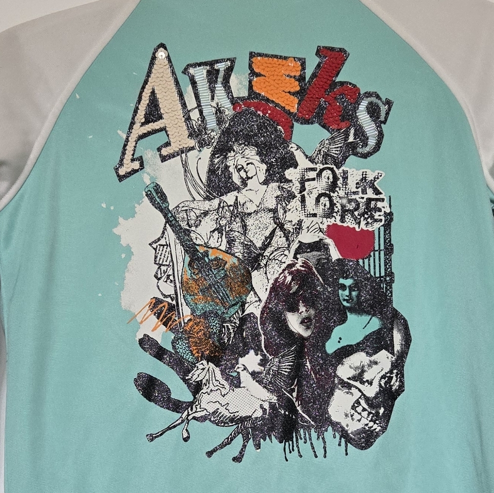 Akademiks Bomber Jacket Green Cream Sporty Design